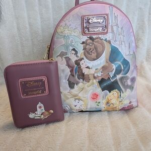 Loungefly Disney Beauty and the Beast Portrait Mini Backpack and Wallet Set